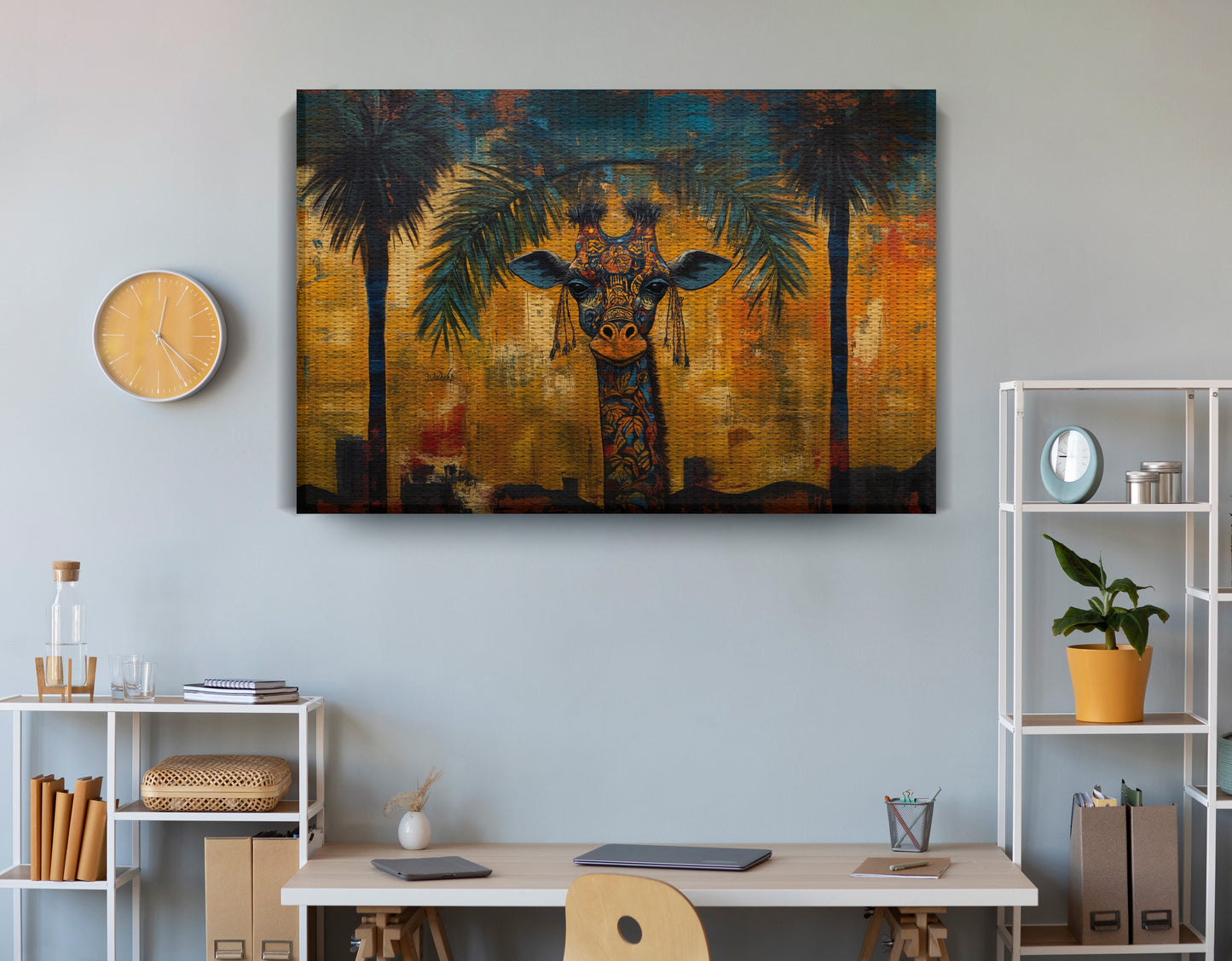 Giraffe Tropical Palm Black Caribbean wall art view 18