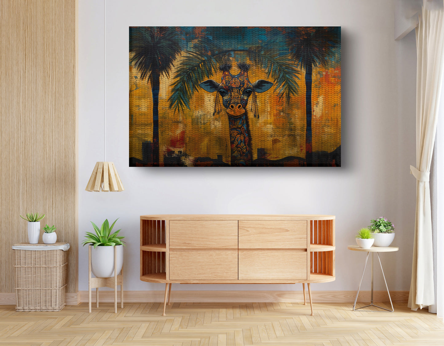 Giraffe Tropical Palm Black Caribbean wall art view 14