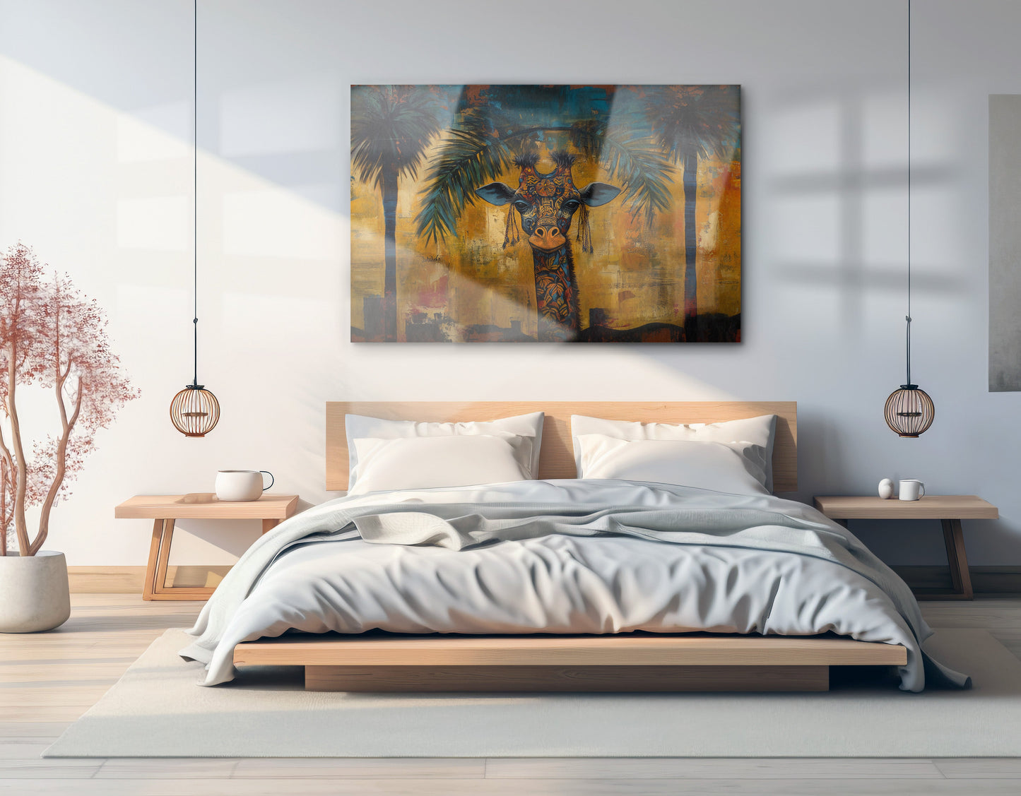 Giraffe Tropical Palm Black Caribbean wall art view 21