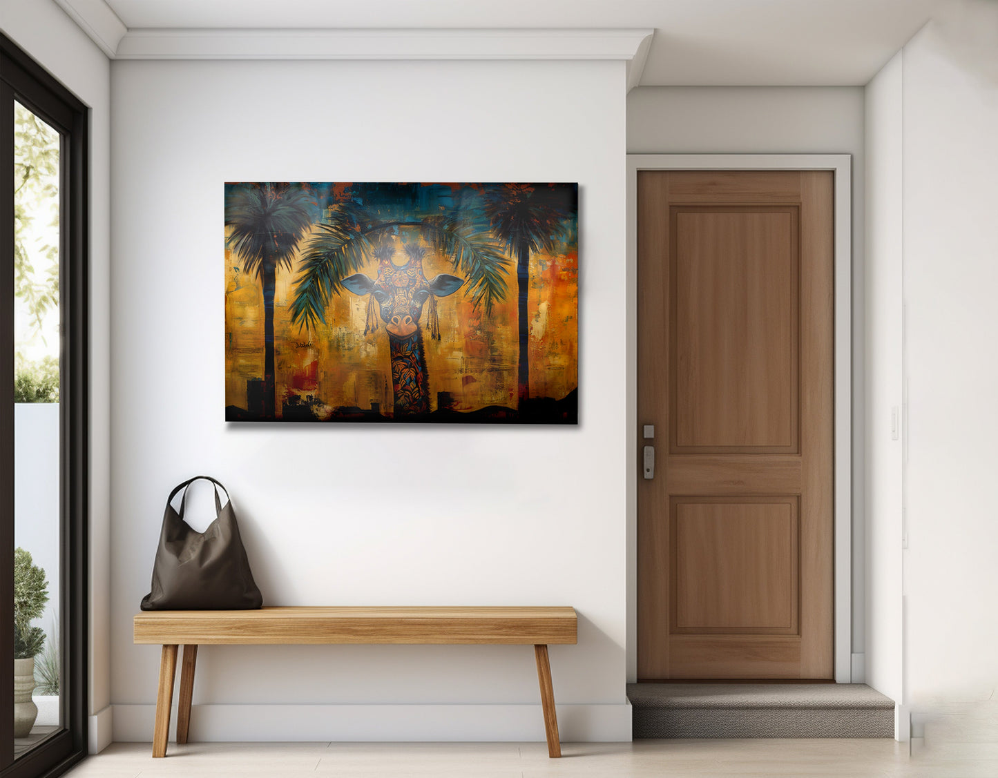 Giraffe Tropical Palm Black Caribbean wall art view 23