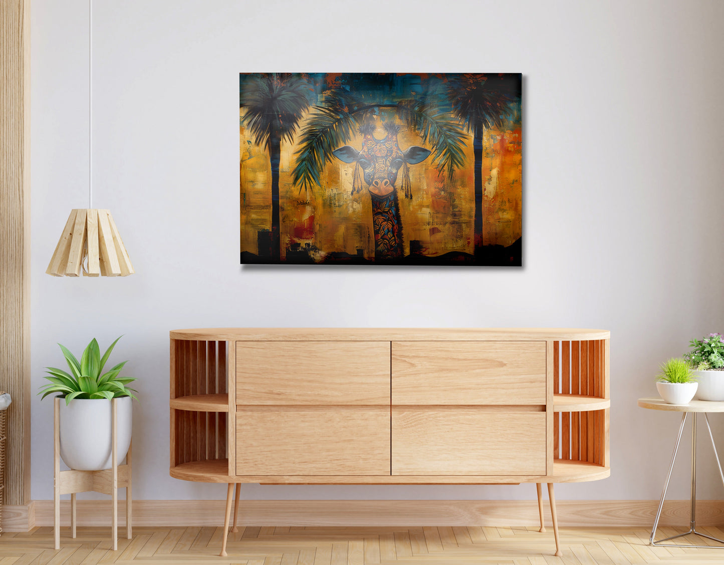Giraffe Tropical Palm Black Caribbean wall art view 20