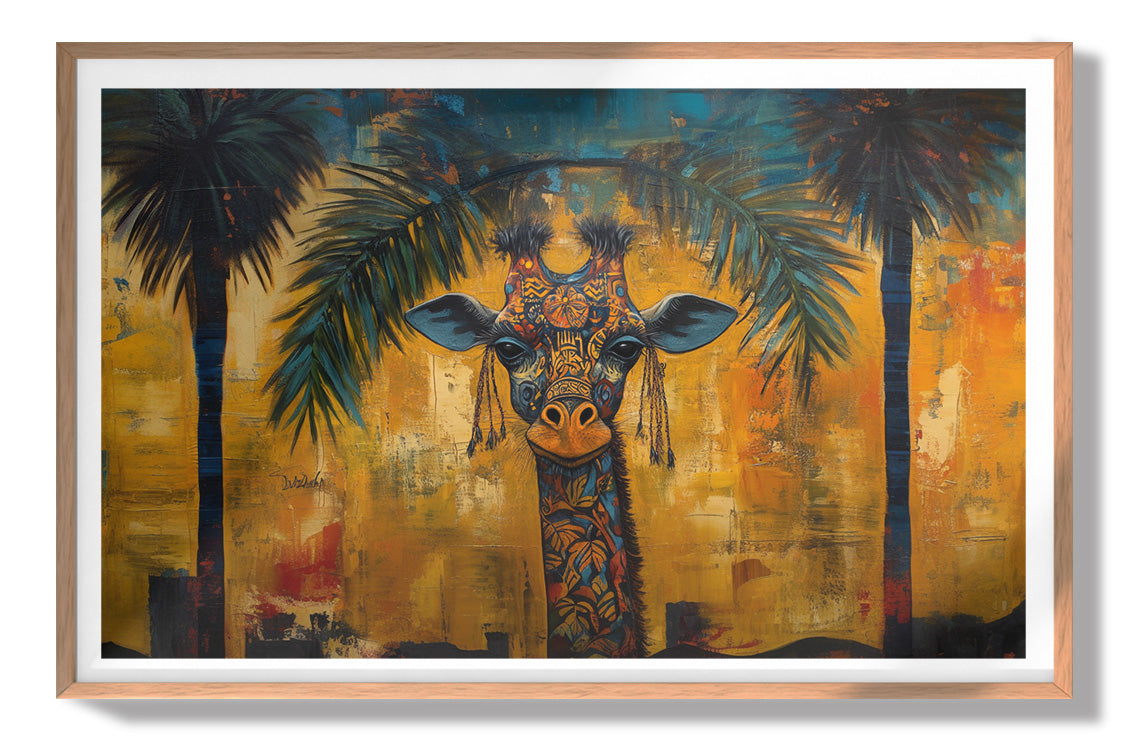 Giraffe Tropical Palm Black Caribbean wall art view 79