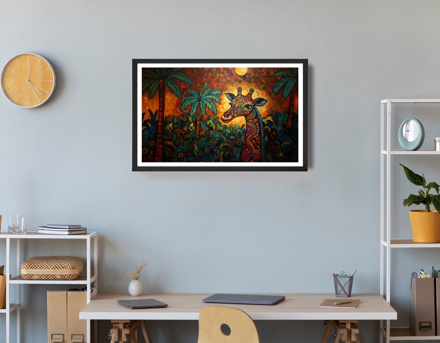 Giraffe Red Moon Jungle African American canvas print view 72