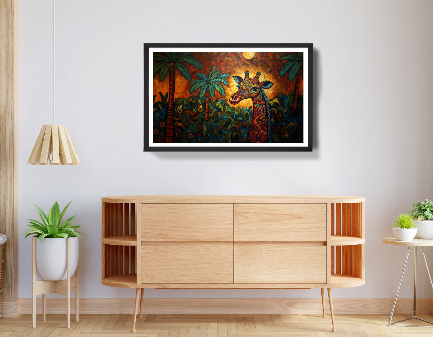 Giraffe Red Moon Jungle African American canvas print view 68