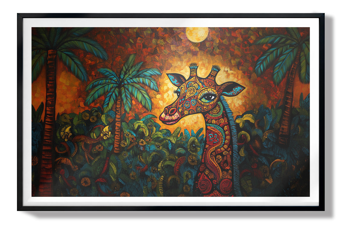Giraffe Red Moon Jungle African American canvas print view 67