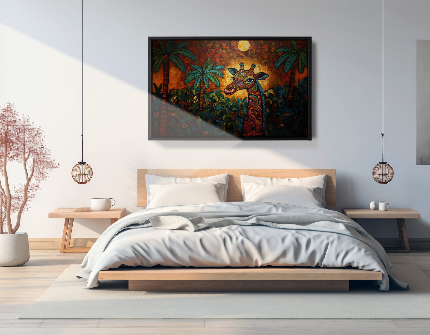 Giraffe Red Moon Jungle African American canvas print view 27
