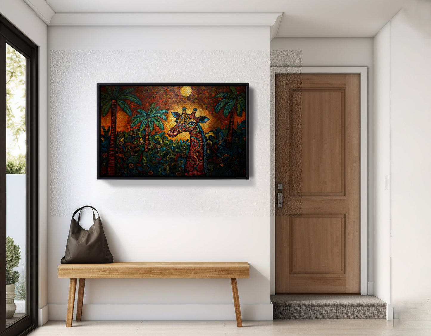 Giraffe Red Moon Jungle African American canvas print view 29