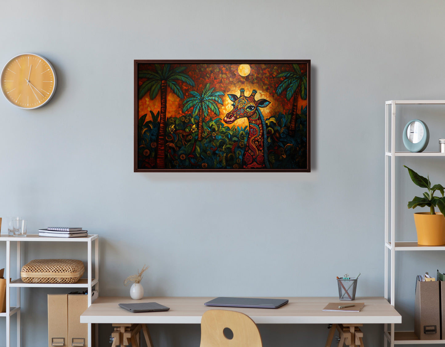 Giraffe Red Moon Jungle African American canvas print view 36