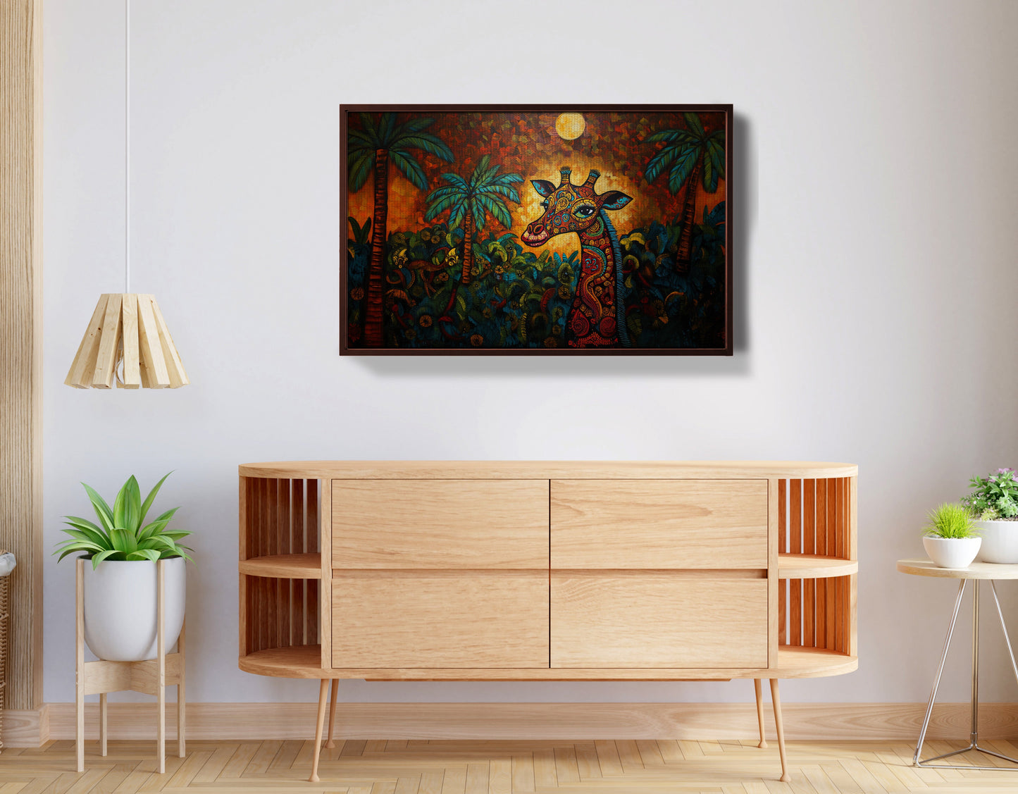 Giraffe Red Moon Jungle African American canvas print view 32
