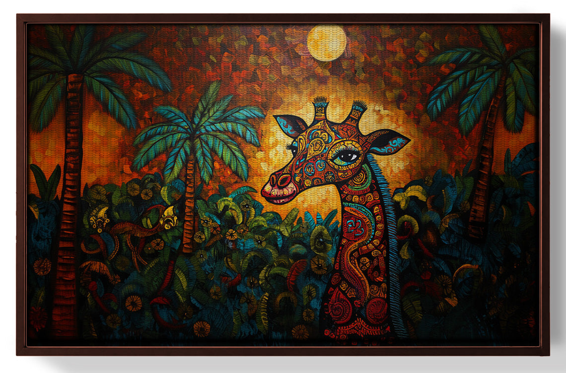 Giraffe Red Moon Jungle African American canvas print view 31