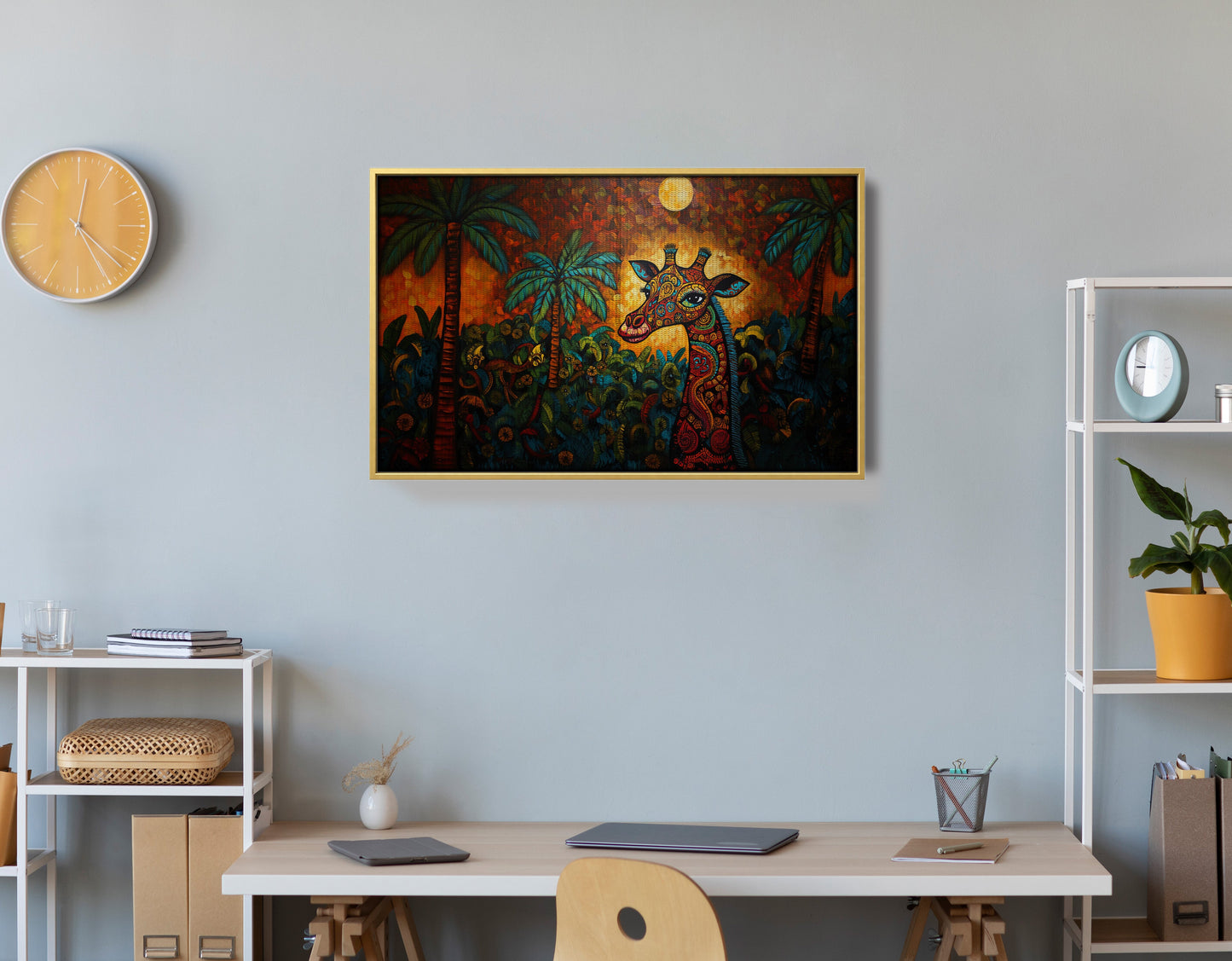 Giraffe Red Moon Jungle African American canvas print view 42