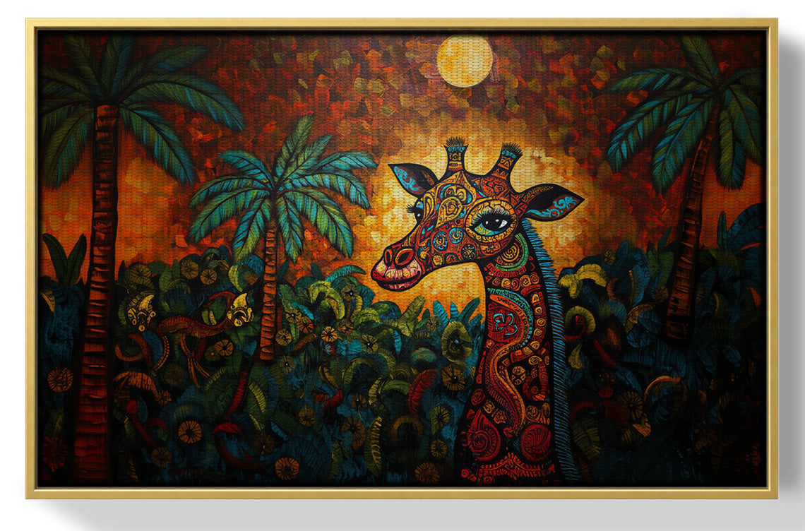 Giraffe Red Moon Jungle African American canvas print view 37