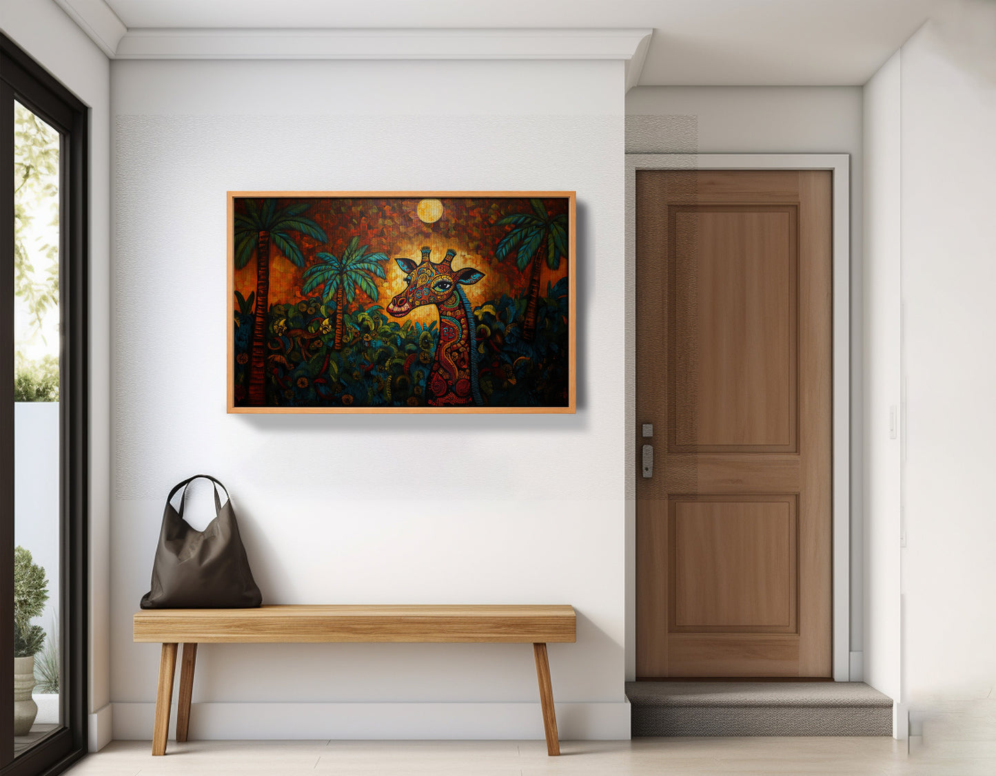 Giraffe Red Moon Jungle African American canvas print view 47