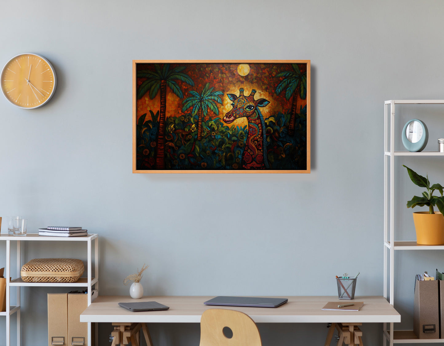 Giraffe Red Moon Jungle African American canvas print view 48