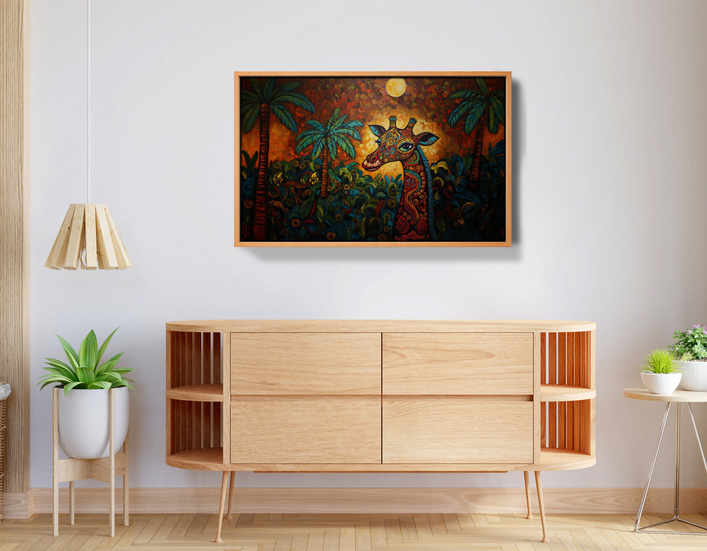 Giraffe Red Moon Jungle African American canvas print view 44