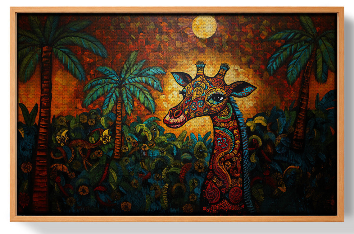 Giraffe Red Moon Jungle African American canvas print view 43