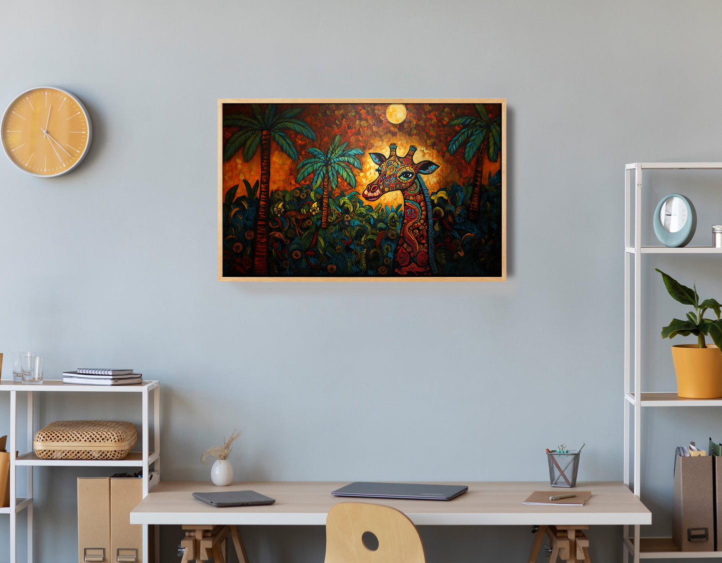 Giraffe Red Moon Jungle African American canvas print view 54