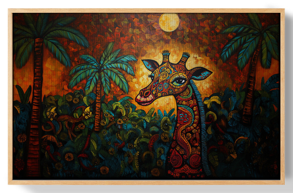 Giraffe Red Moon Jungle African American canvas print view 49