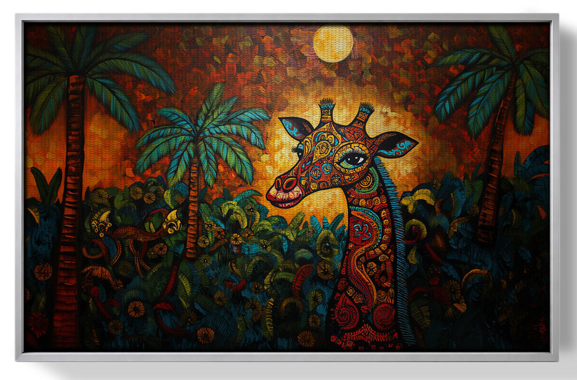 Giraffe Red Moon Jungle African American canvas print view 55