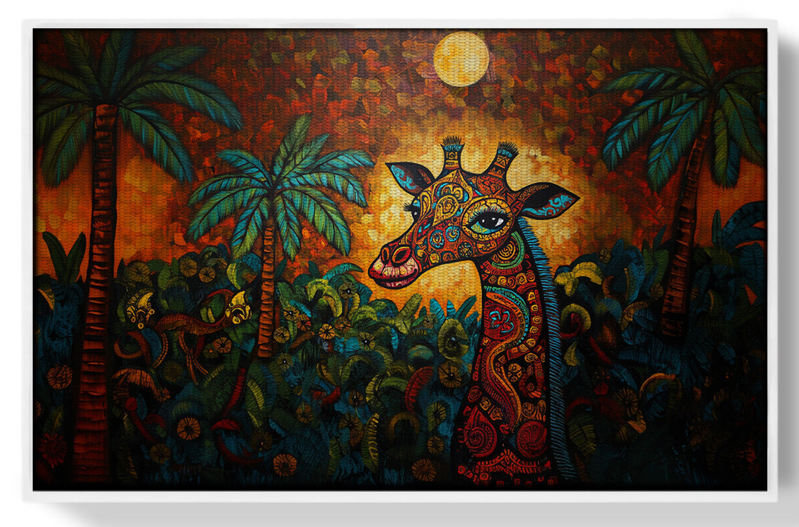 Giraffe Red Moon Jungle African American canvas print view 61
