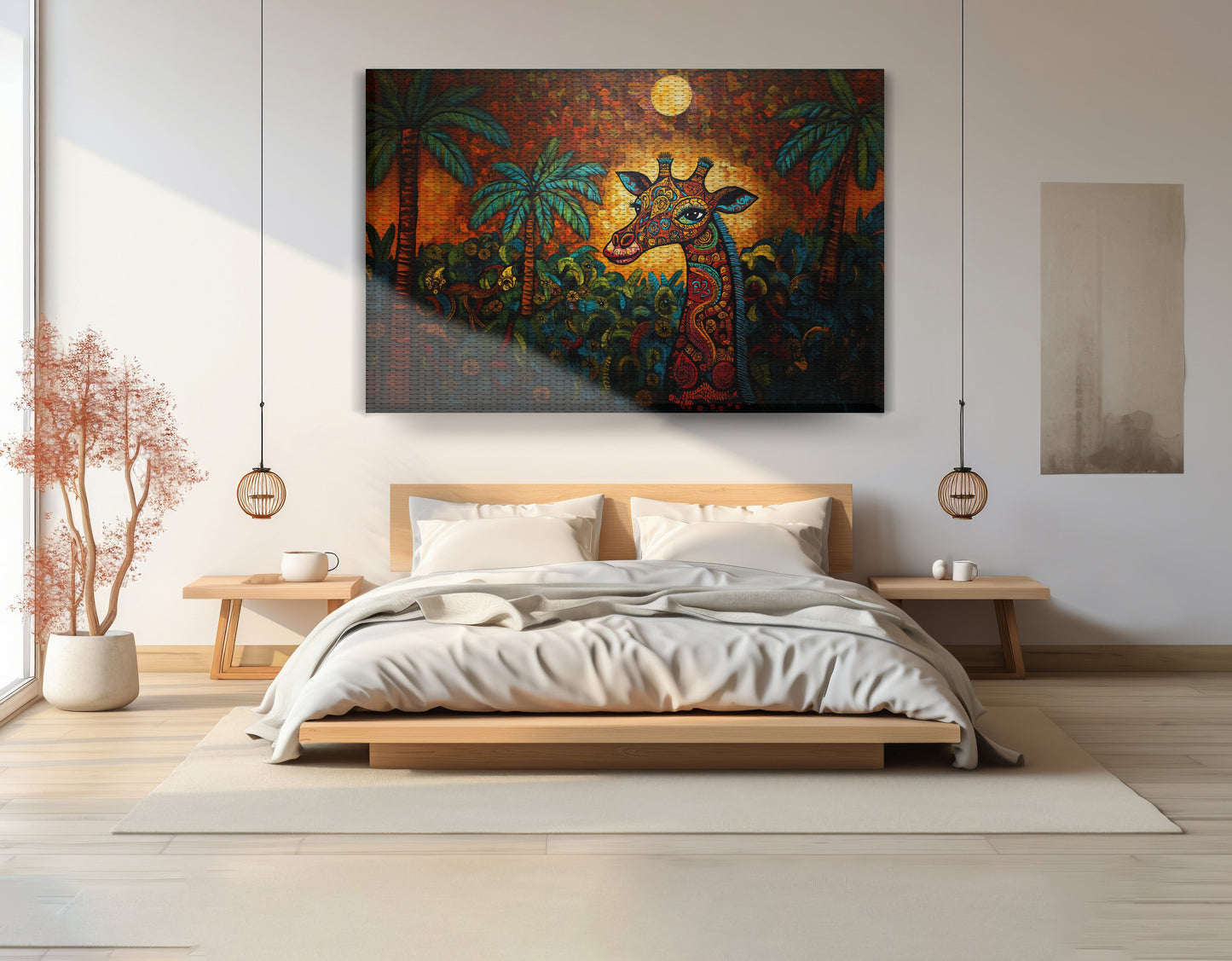 Giraffe Red Moon Jungle African American canvas print view 15
