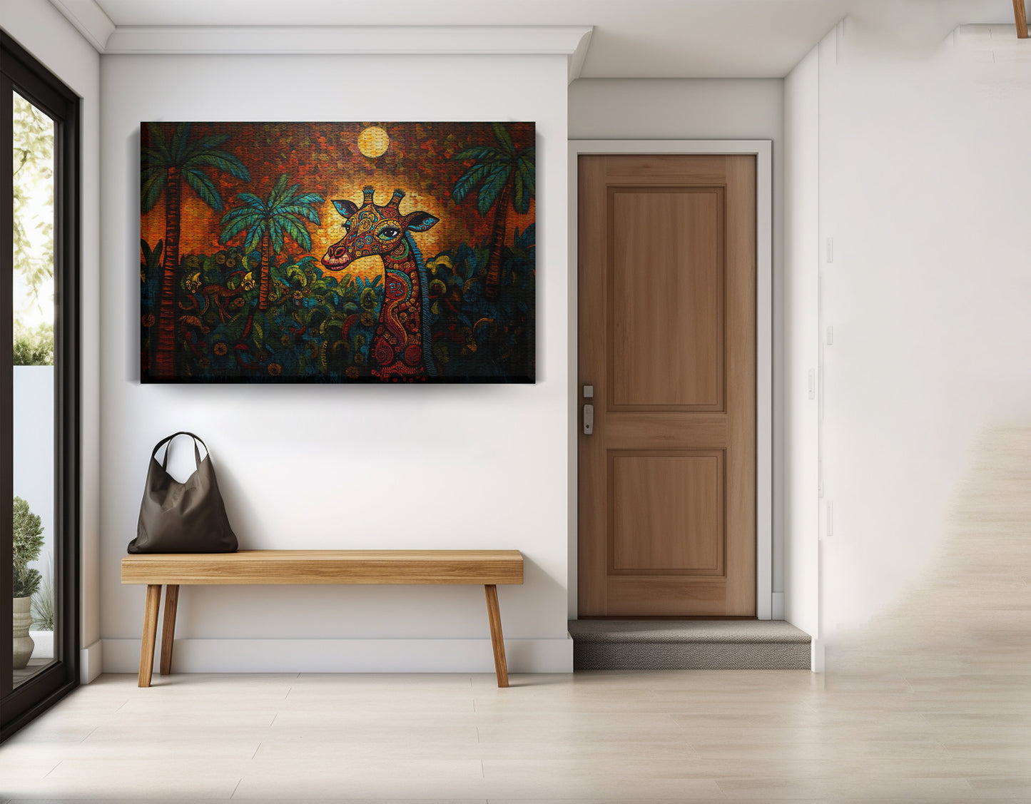 Giraffe Red Moon Jungle African American canvas print view 17