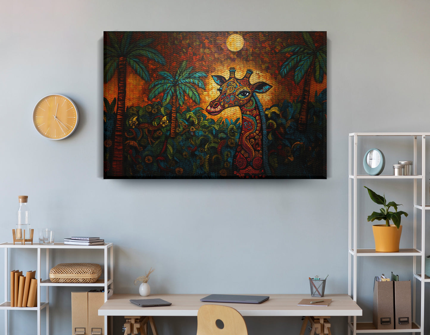 Giraffe Red Moon Jungle African American canvas print view 18