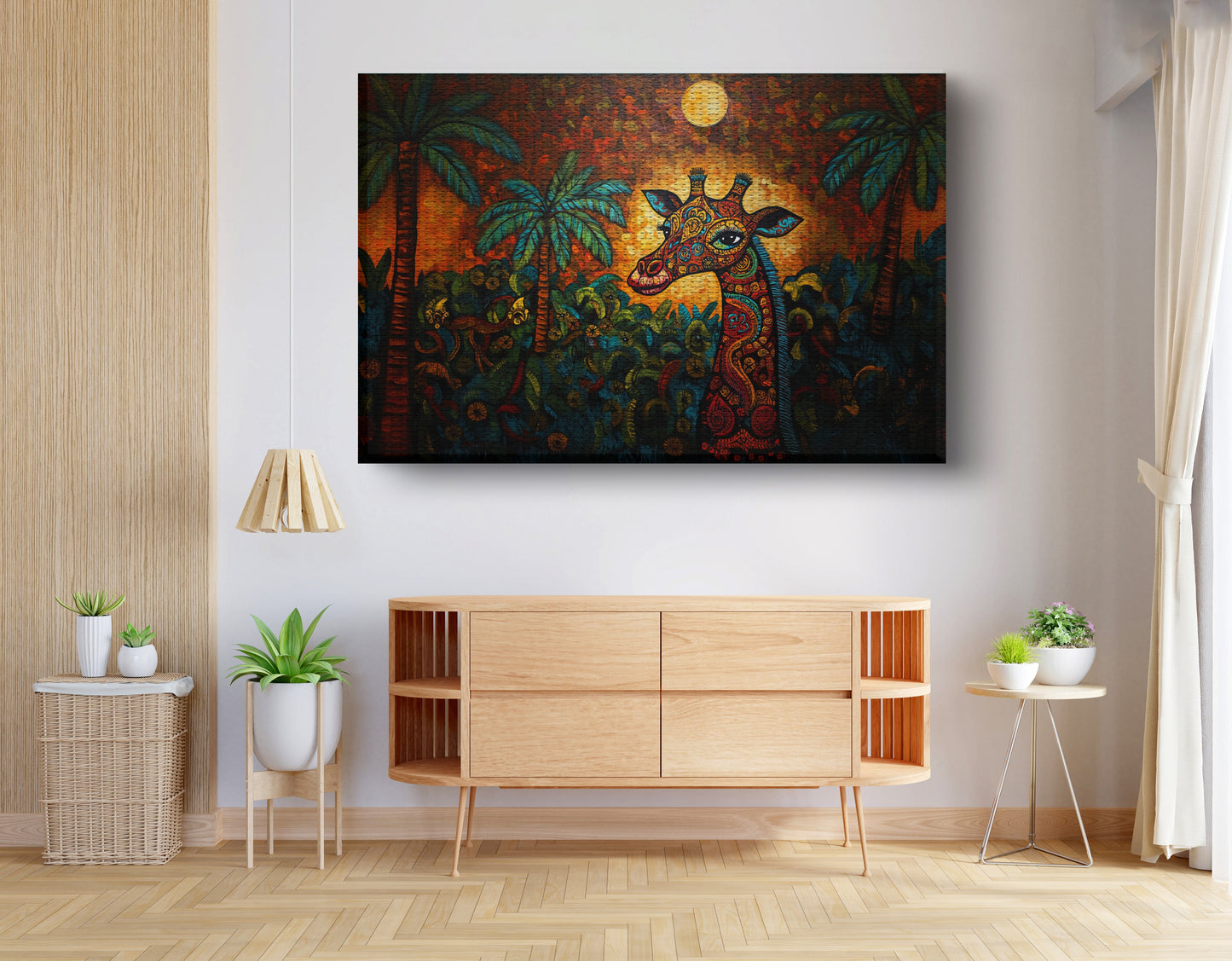 Giraffe Red Moon Jungle African American canvas print view 14
