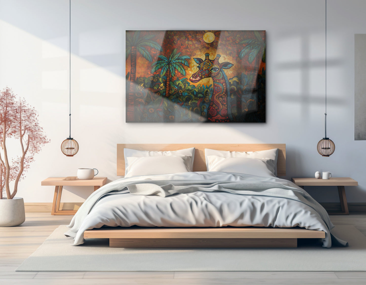 Giraffe Red Moon Jungle African American canvas print view 21