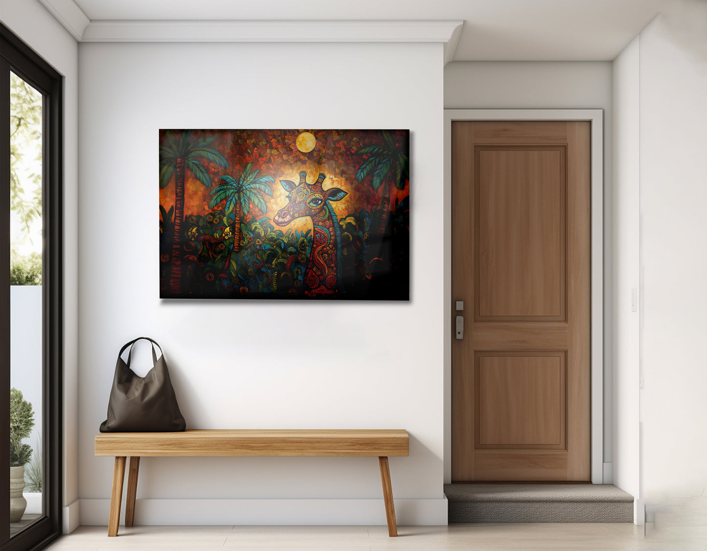 Giraffe Red Moon Jungle African American canvas print view 23
