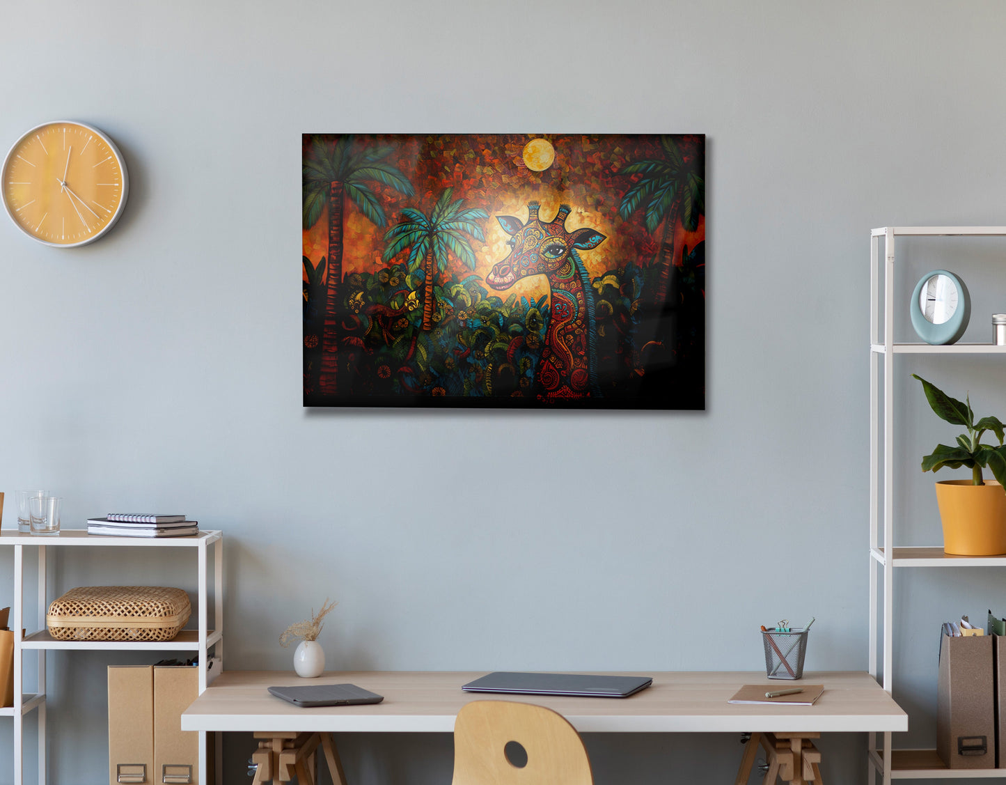 Giraffe Red Moon Jungle African American canvas print view 24
