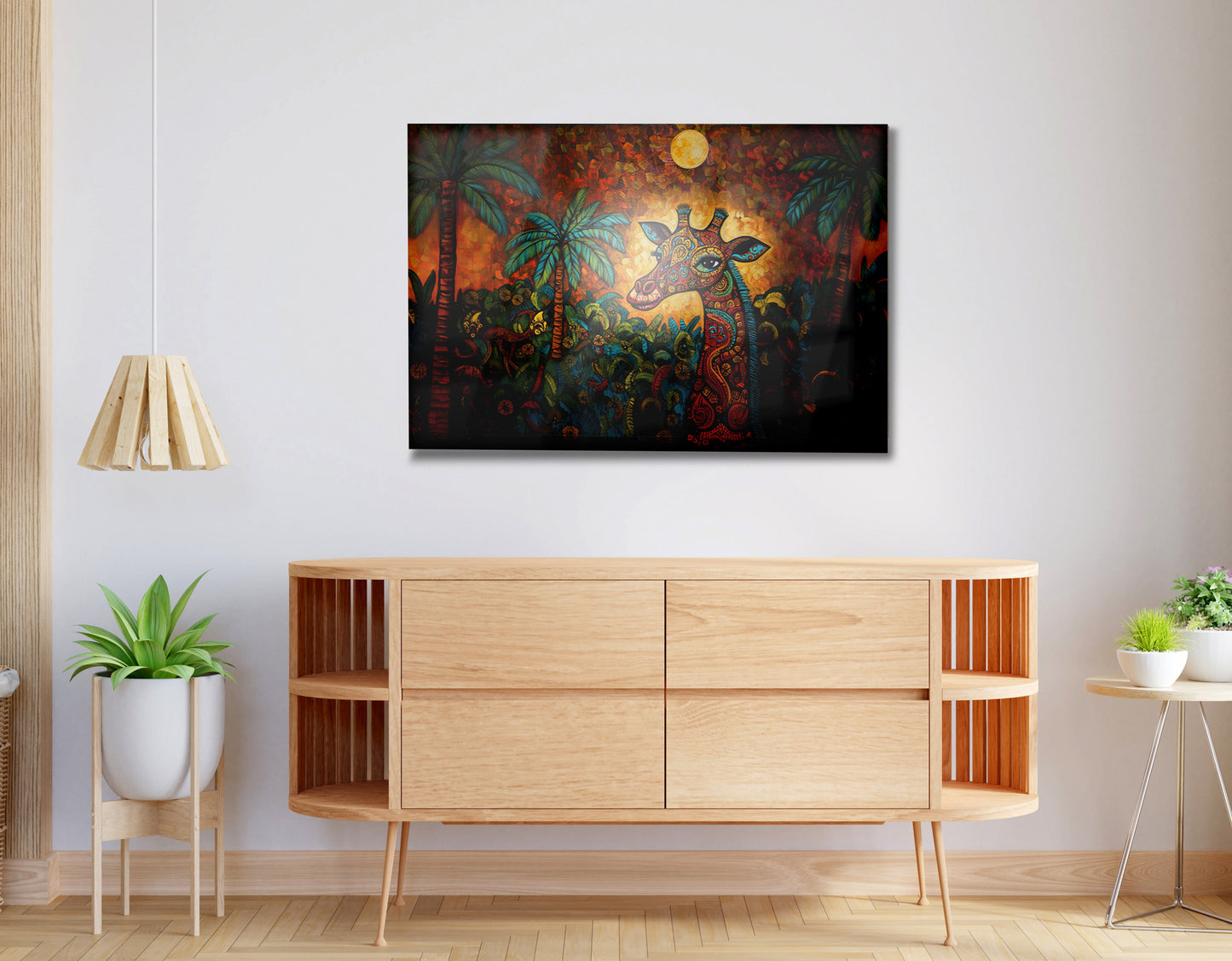 Giraffe Red Moon Jungle African American canvas print view 20