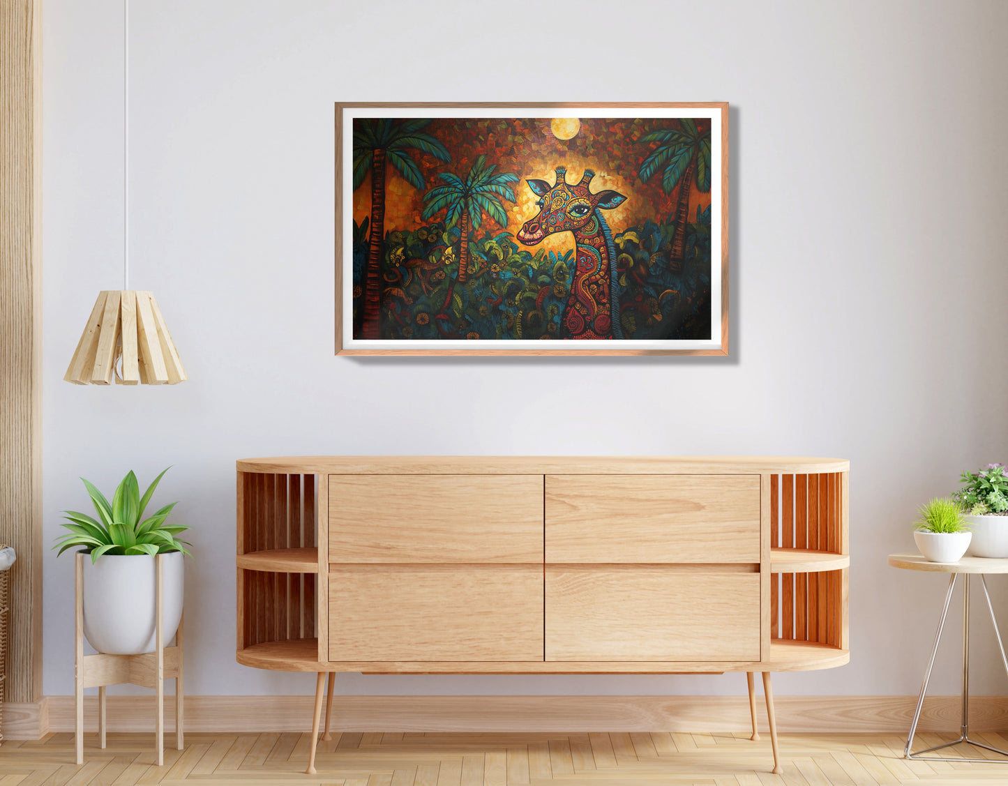 Giraffe Red Moon Jungle African American canvas print view 80