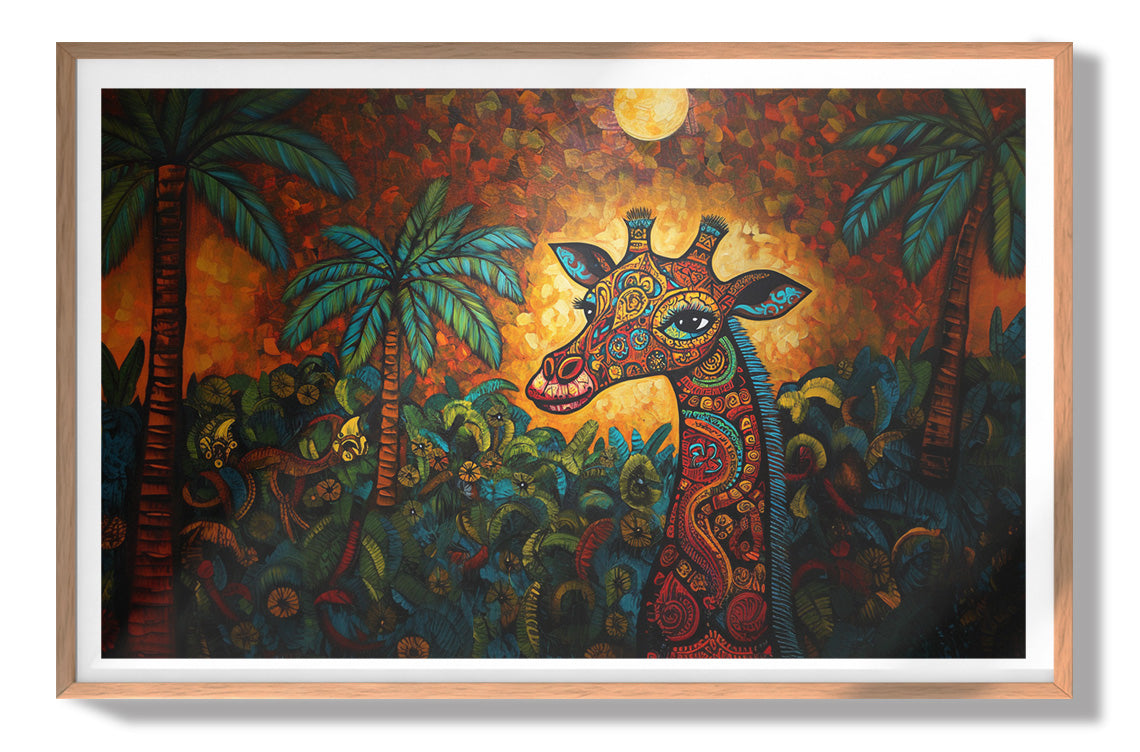 Giraffe Red Moon Jungle African American canvas print view 79