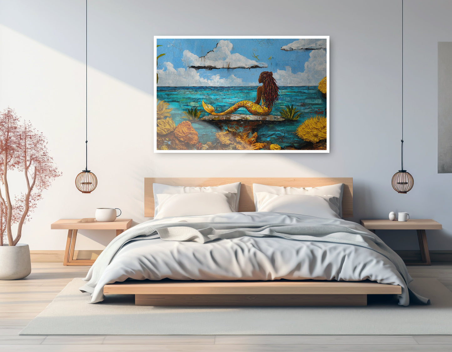 Black Mermaid Beach Caribbean wall art artwork view