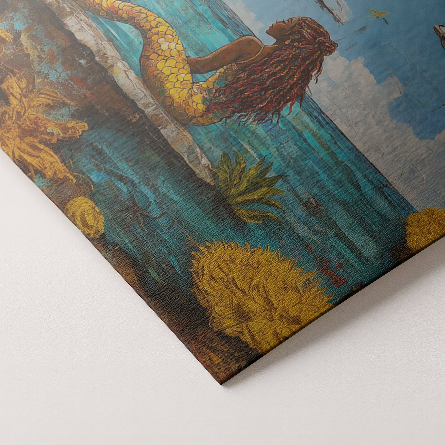Black Mermaid Beach Caribbean wall art artwork by MoomZee Artwork