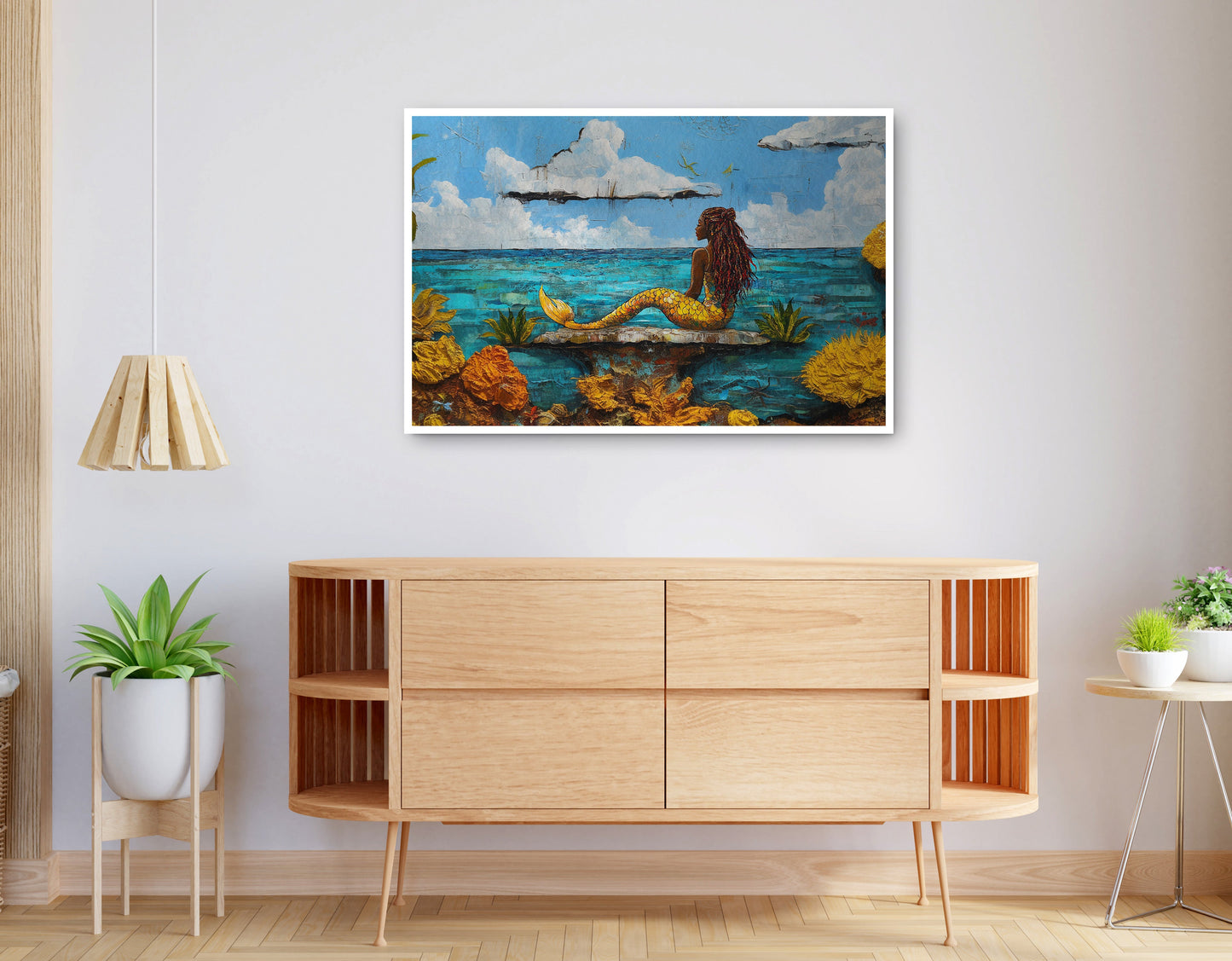 Alternate view of Black Mermaid Beach Caribbean wall art canvas print