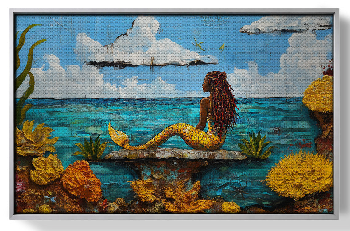 Black Mermaid Beach Caribbean wall art view 55