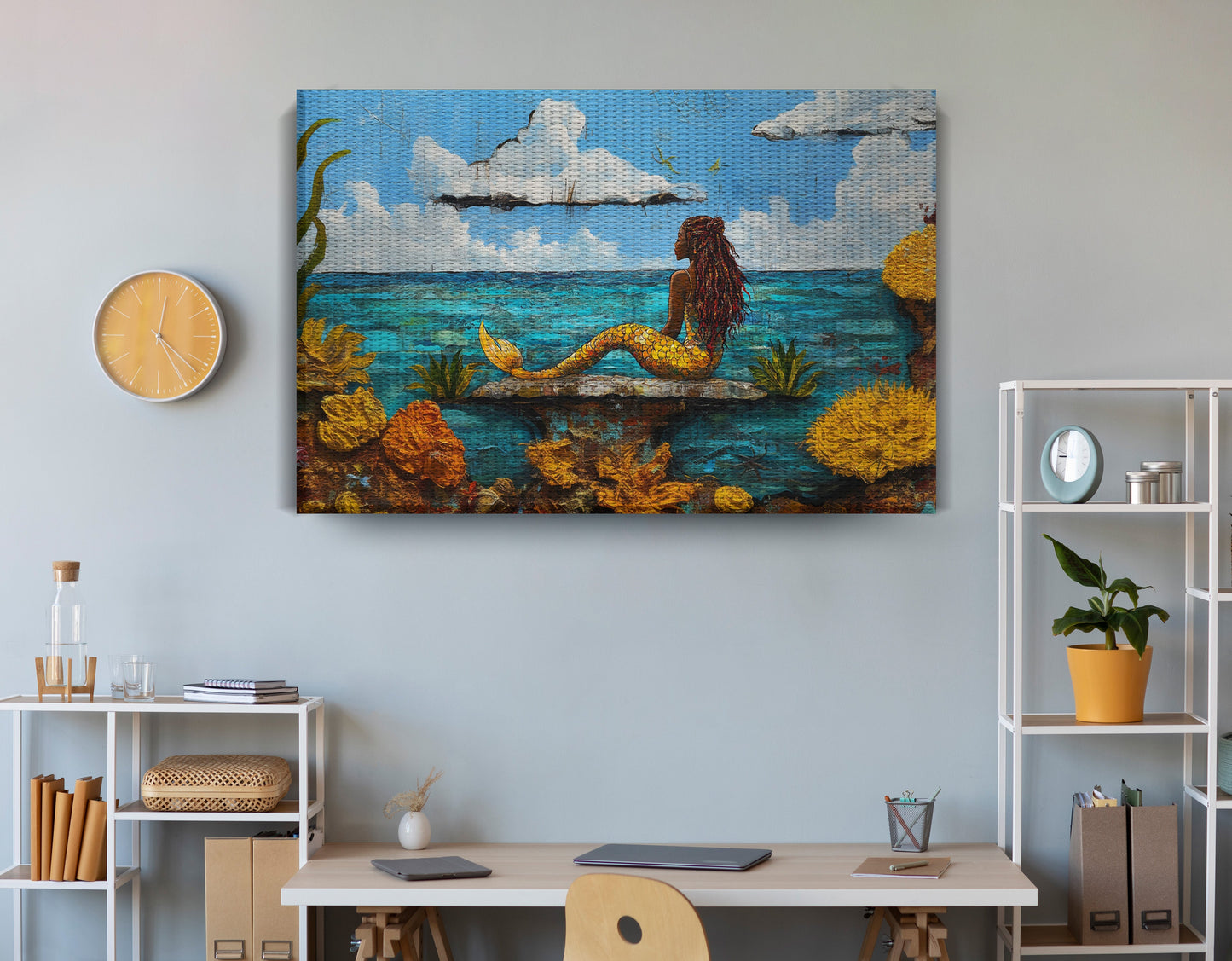 Black Mermaid Beach Caribbean wall art view 18