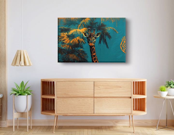 Giraffe Palm Tree African American Wall Art