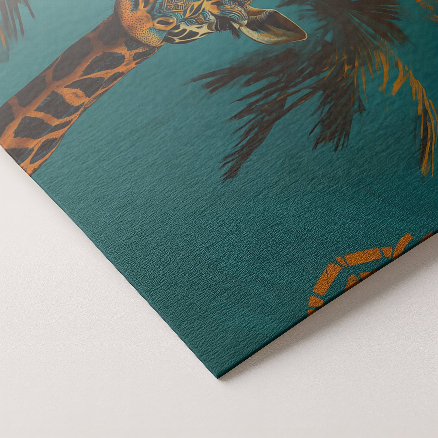 Giraffe Palm Tree African American canvas print artwork by MoomZee Artwork