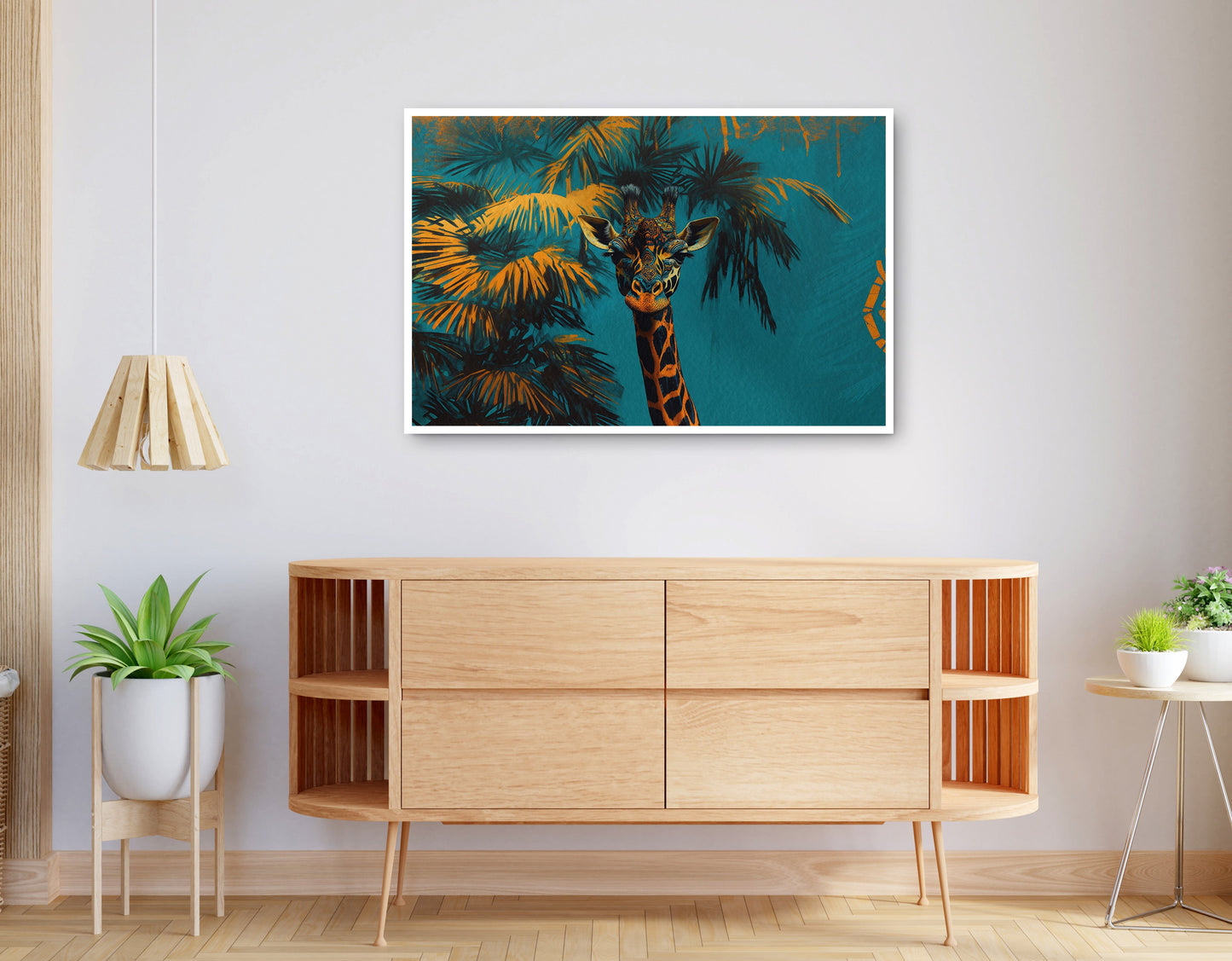 Alternate view of Giraffe Palm Tree African American canvas print