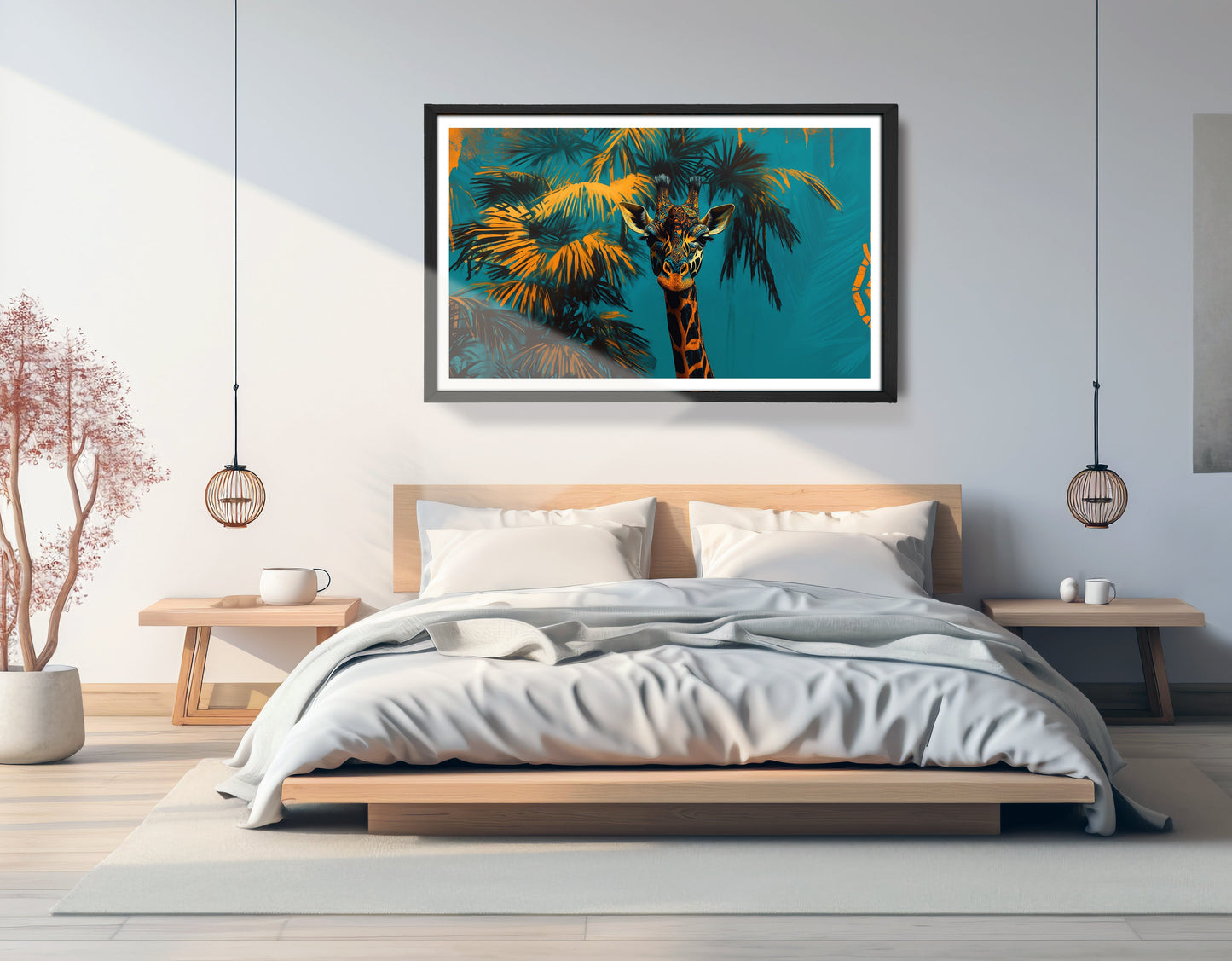 Giraffe Palm Tree African American canvas print view 69