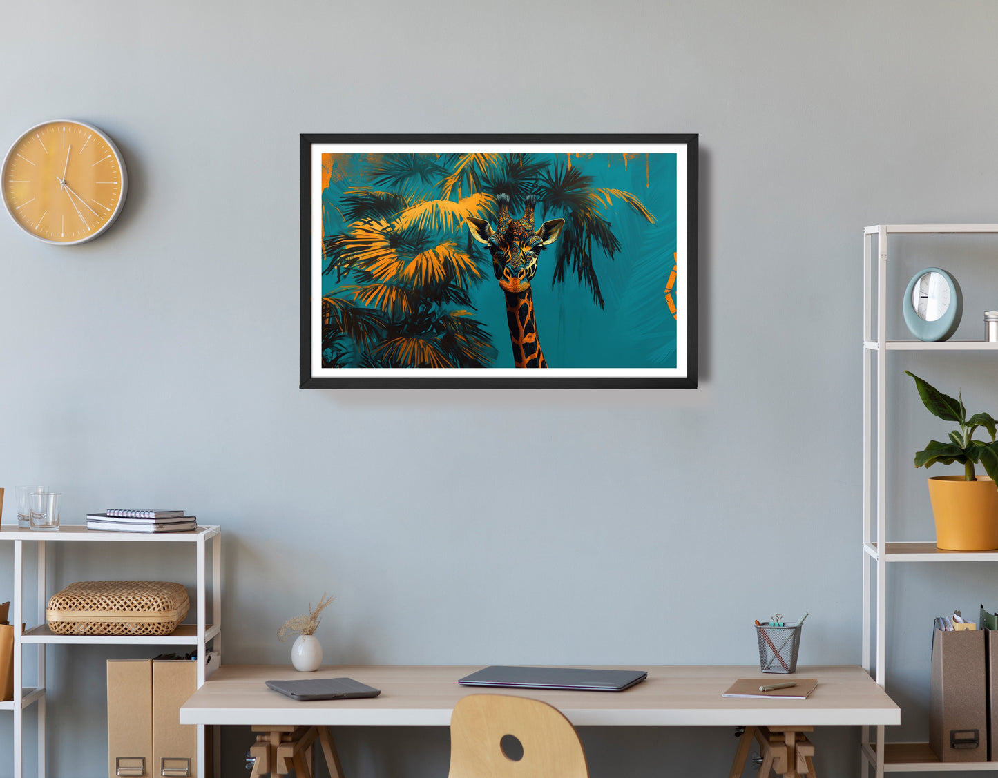 Giraffe Palm Tree African American canvas print view 72