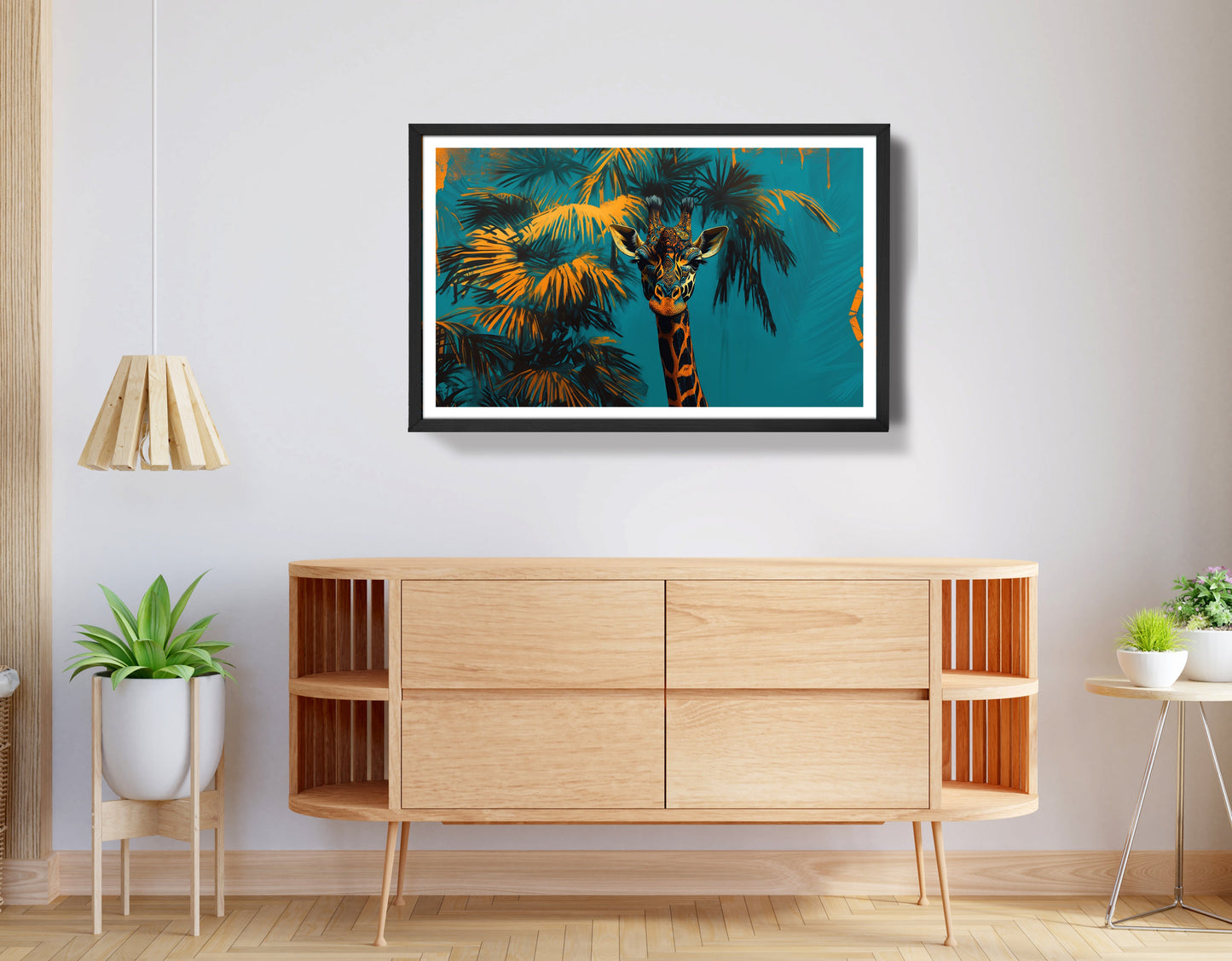 Giraffe Palm Tree African American canvas print view 68