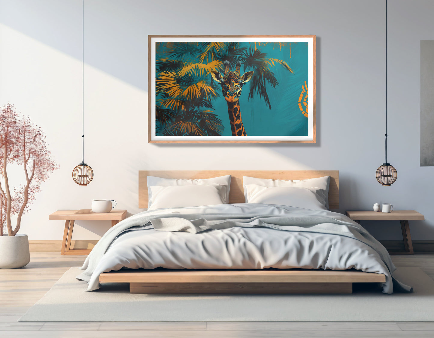 Giraffe Palm Tree African American canvas print view 81