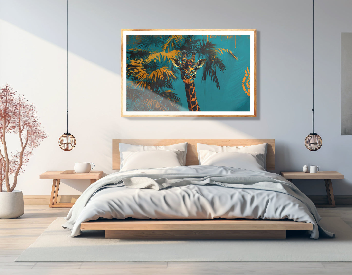 Giraffe Palm Tree African American canvas print view 75