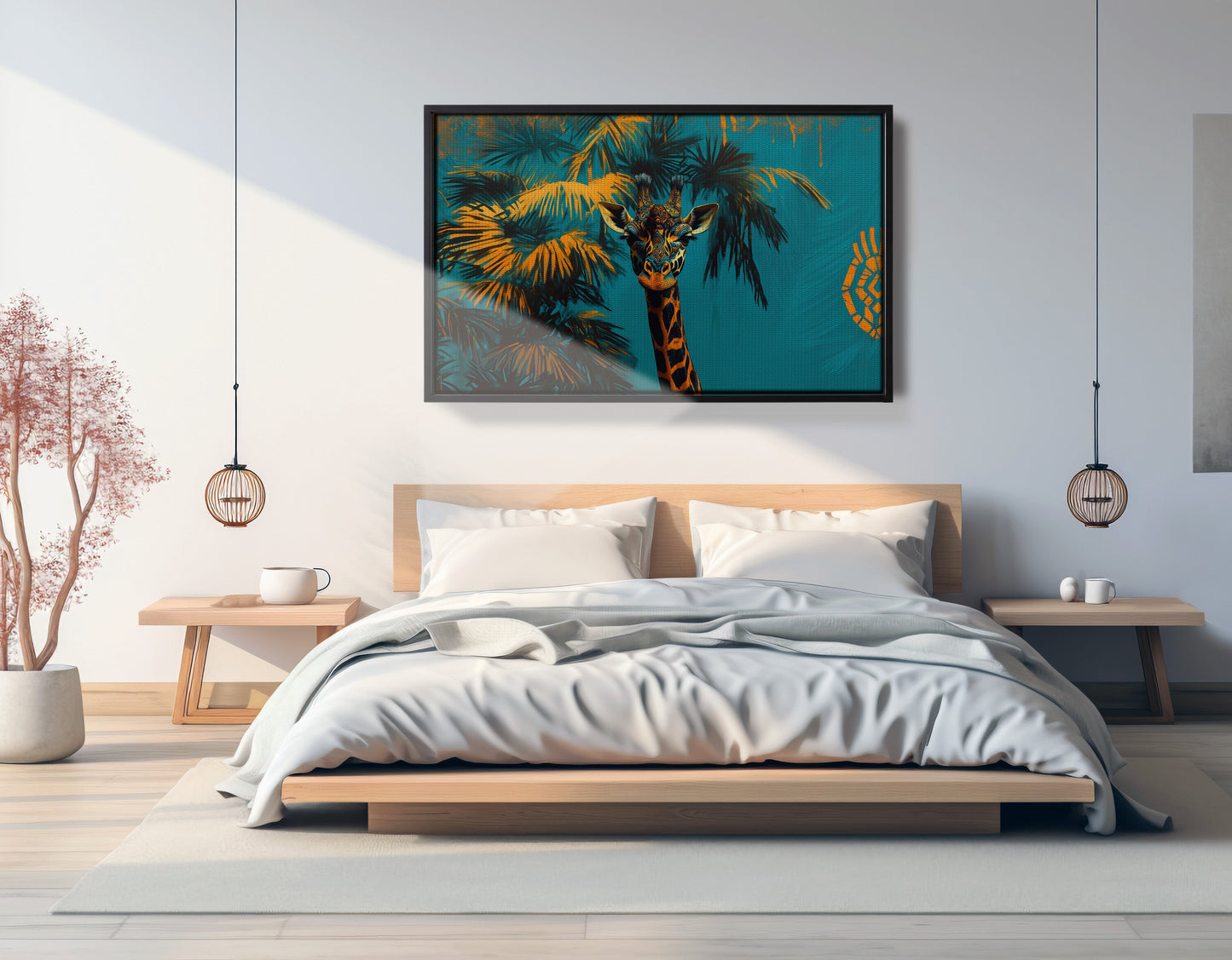 Giraffe Palm Tree African American canvas print view 27
