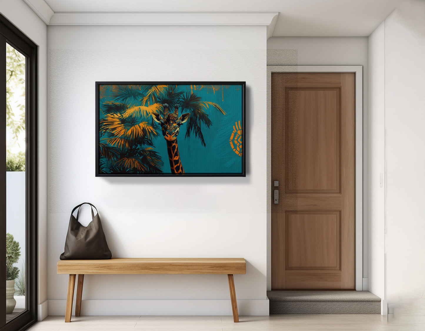 Giraffe Palm Tree African American canvas print view 29
