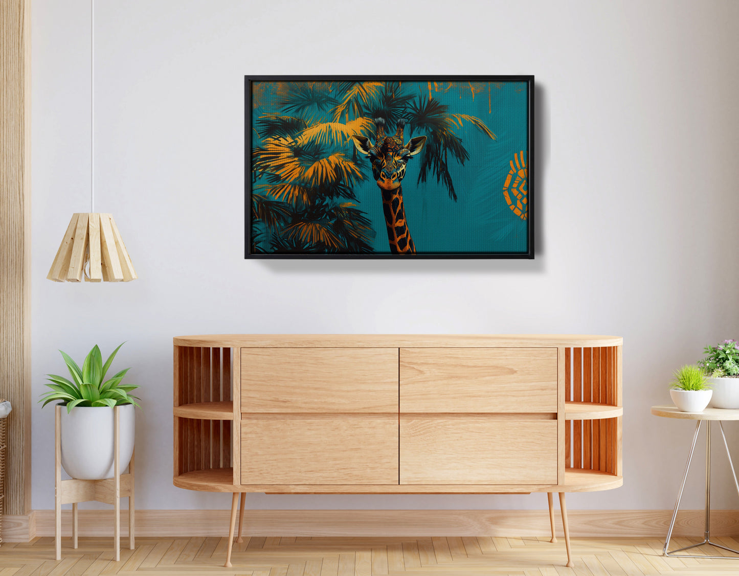 Giraffe Palm Tree African American canvas print view 26